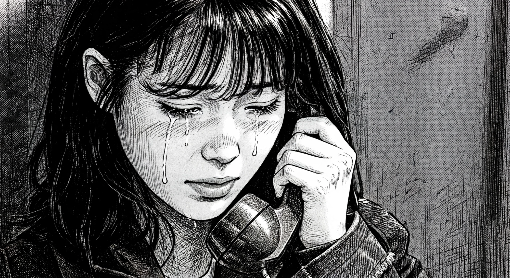 A man on the phone, breaking down
